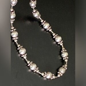 Lovely Vintage 925 Sterling Silver 8mm Beaded Necklace. 16”